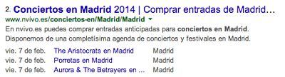 Rich Snippets eventos y conciertos